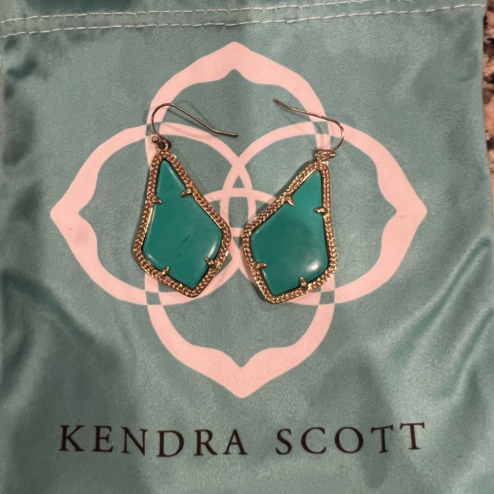Kendra Scott Small Faceted Alex Gold Drop Earrings in Turquoise